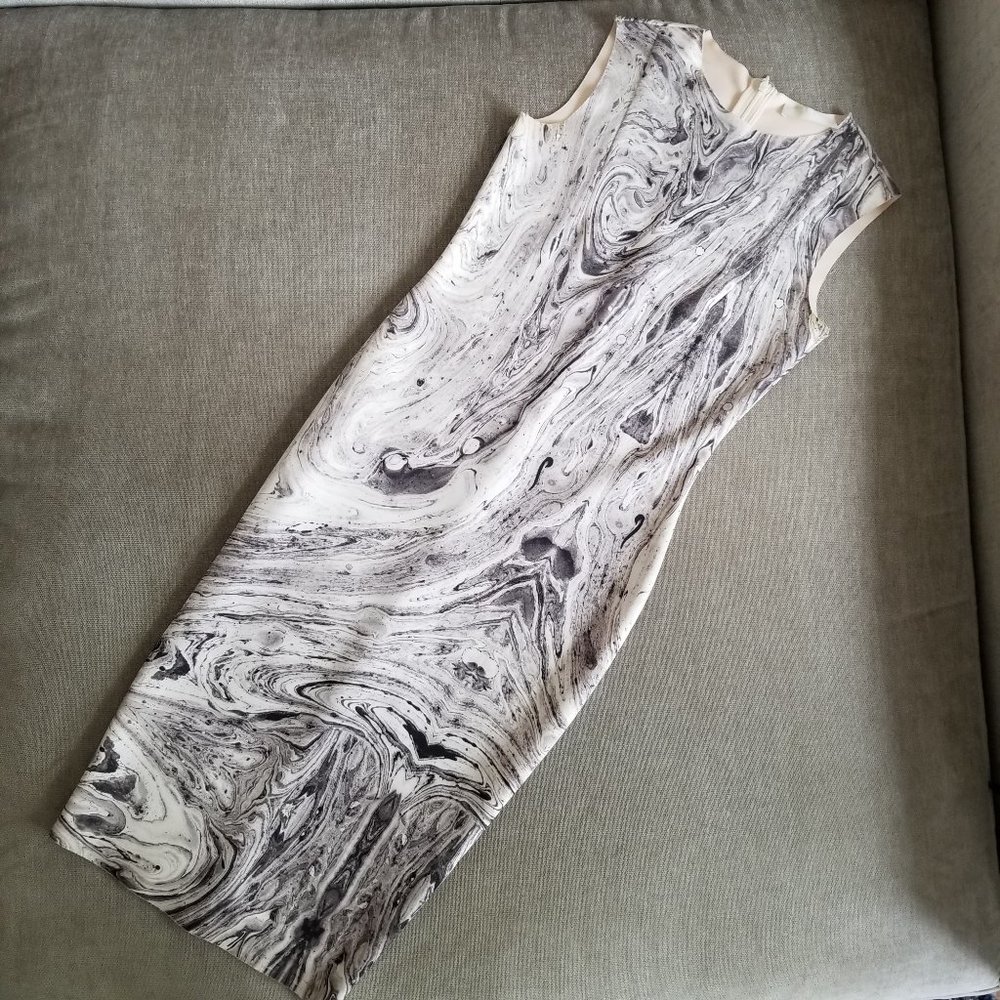 Zara B&W Collection Marble Tie-Dye Midi Dress